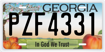 GA license plate PZF4331