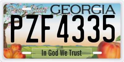 GA license plate PZF4335
