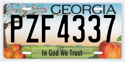 GA license plate PZF4337