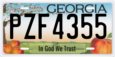 GA license plate PZF4355