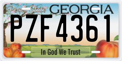 GA license plate PZF4361