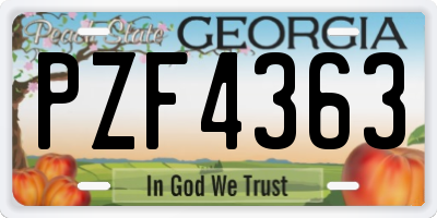 GA license plate PZF4363