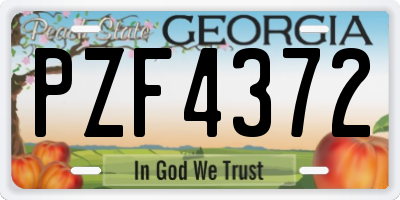 GA license plate PZF4372