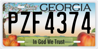 GA license plate PZF4374