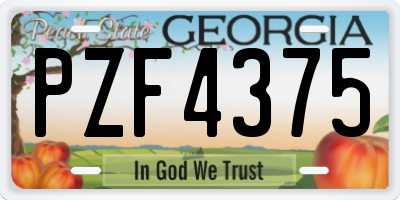 GA license plate PZF4375