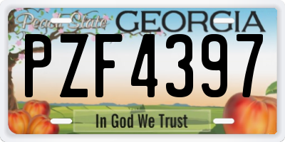 GA license plate PZF4397