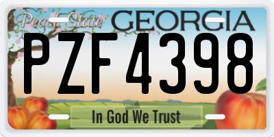 GA license plate PZF4398