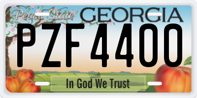 GA license plate PZF4400