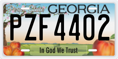GA license plate PZF4402