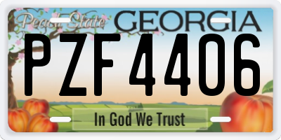 GA license plate PZF4406