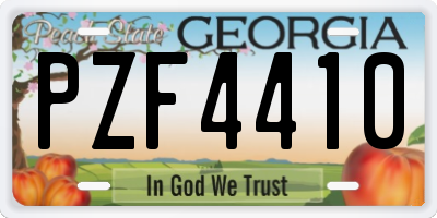 GA license plate PZF4410