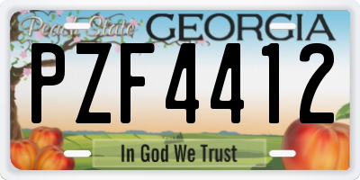 GA license plate PZF4412
