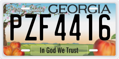 GA license plate PZF4416
