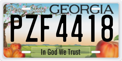 GA license plate PZF4418