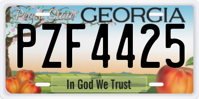 GA license plate PZF4425