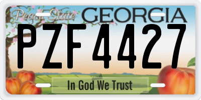 GA license plate PZF4427