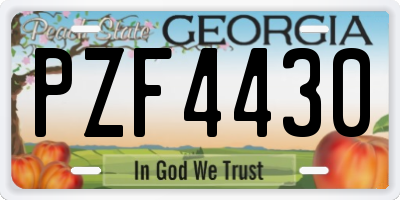 GA license plate PZF4430
