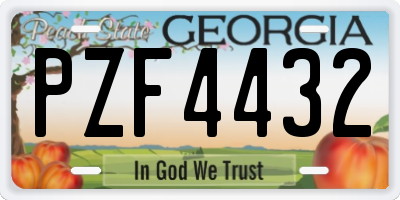 GA license plate PZF4432