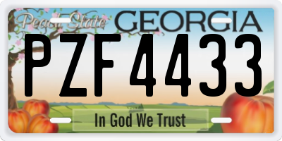 GA license plate PZF4433