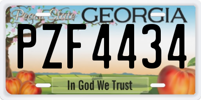 GA license plate PZF4434