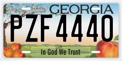 GA license plate PZF4440