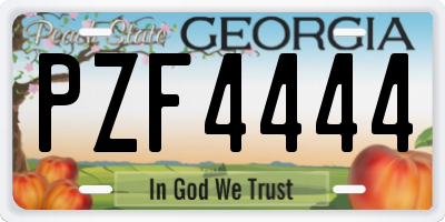 GA license plate PZF4444