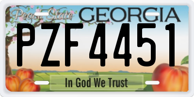 GA license plate PZF4451