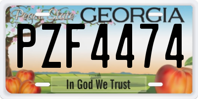 GA license plate PZF4474