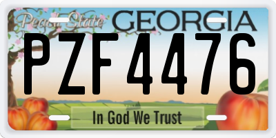 GA license plate PZF4476
