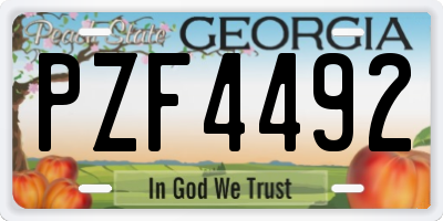 GA license plate PZF4492