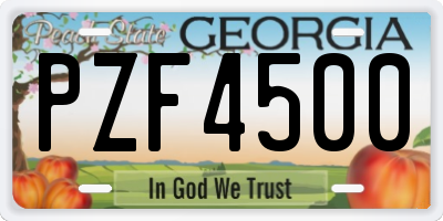 GA license plate PZF4500