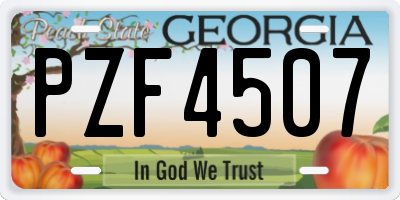 GA license plate PZF4507
