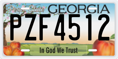 GA license plate PZF4512