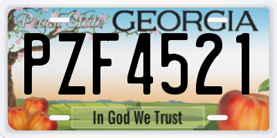GA license plate PZF4521