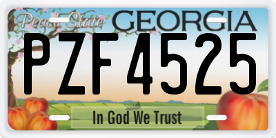 GA license plate PZF4525