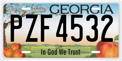 GA license plate PZF4532