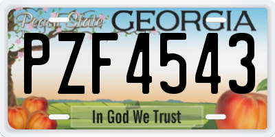 GA license plate PZF4543