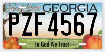 GA license plate PZF4567
