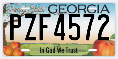 GA license plate PZF4572