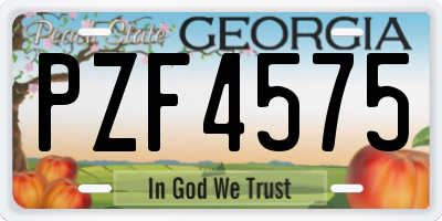 GA license plate PZF4575