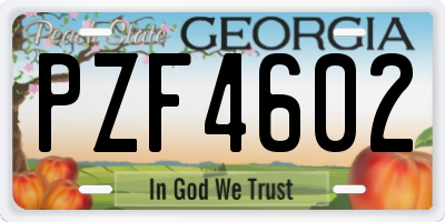 GA license plate PZF4602