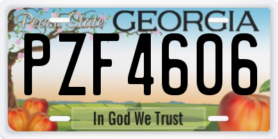 GA license plate PZF4606