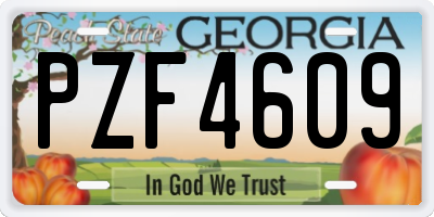 GA license plate PZF4609