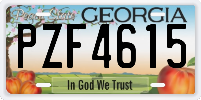 GA license plate PZF4615