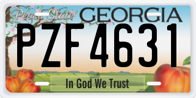 GA license plate PZF4631