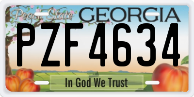 GA license plate PZF4634