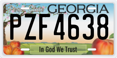 GA license plate PZF4638