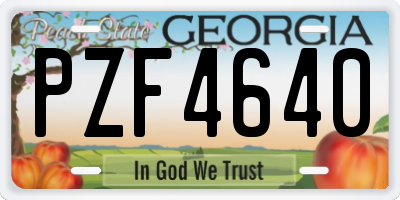 GA license plate PZF4640