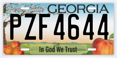 GA license plate PZF4644