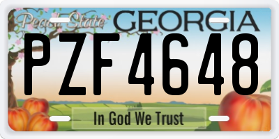 GA license plate PZF4648